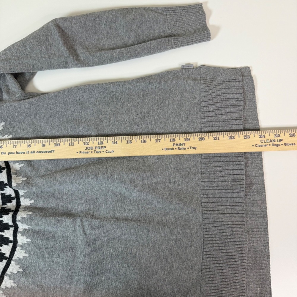 Eddie Bauer Women Medium Gray and Black Ski Cascadia Crewneck Sweater Fair Isle - Picture 7 of 10